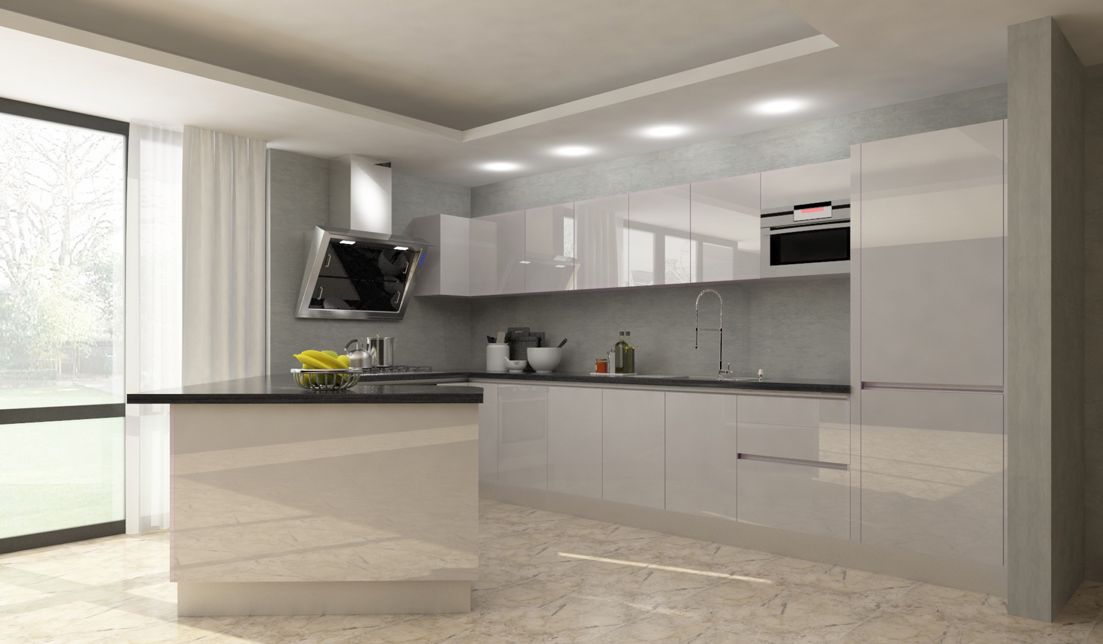 The Kingdom of Bahrain project white lacquered kitchen cabinet.jpg